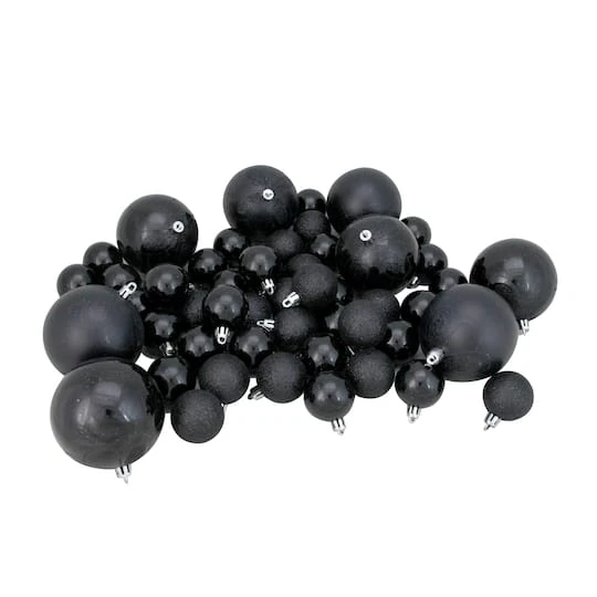 Northlight 125ct. Jet Black Shatterproof 4-Finish Christmas Ornaments 1 Northlight 125ct. Jet Black Shatterproof 4-Finish Christmas Ornaments