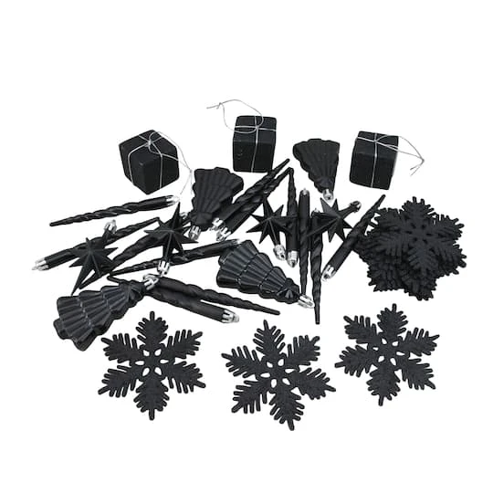 Northlight 125ct. Jet Black Shatterproof 4-Finish Christmas Ornaments 6 Northlight 125ct. Jet Black Shatterproof 4-Finish Christmas Ornaments - Image 6