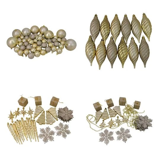 Northlight 125ct. Champagne Gold Shatterproof 4-Finish Christmas Ornaments 4 Northlight 125ct. Champagne Gold Shatterproof 4-Finish Christmas Ornaments - Image 4
