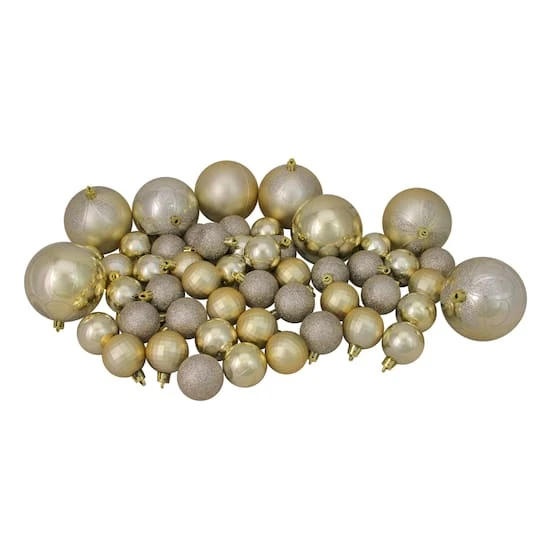 Northlight 125ct. Champagne Gold Shatterproof 4-Finish Christmas Ornaments 7 Northlight 125ct. Champagne Gold Shatterproof 4-Finish Christmas Ornaments - Image 7