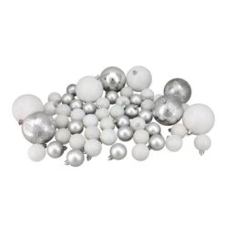 Northlight 125ct. Winter White & Silver Shatterproof 4-Finish Christmas Ornaments -Northlight Sale Store D253888S 12