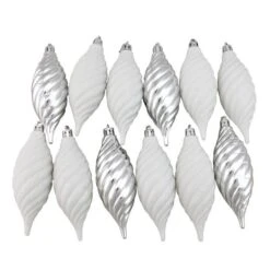Northlight 125ct. Winter White & Silver Shatterproof 4-Finish Christmas Ornaments -Northlight Sale Store D253888S 15