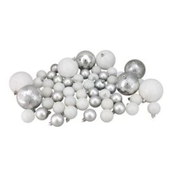 Northlight 125ct. Winter White & Silver Shatterproof 4-Finish Christmas Ornaments -Northlight Sale Store D253888S 2