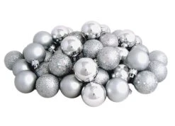 Northlight 96ct. 1.5" Silver Splendor Shatterproof 4-Finish Christmas Ball Ornaments