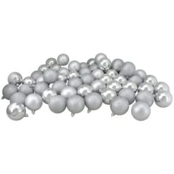 Northlight 96ct. 1.5" Silver Splendor Shatterproof 4-Finish Christmas Ball Ornaments 6 Northlight 96ct. 1.5" Silver Splendor Shatterproof 4-Finish Christmas Ball Ornaments -Northlight Sale Store D253890S 11