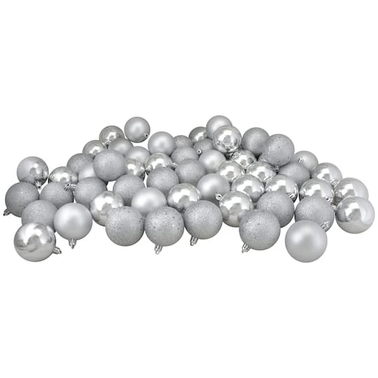 Northlight 96ct. 1.5" Silver Splendor Shatterproof 4-Finish Christmas Ball Ornaments 3 Northlight 96ct. 1.5" Silver Splendor Shatterproof 4-Finish Christmas Ball Ornaments - Image 3