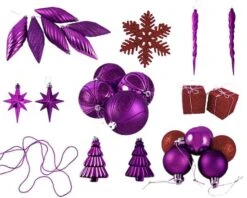 Northlight 125ct. Purple & Red Shatterproof 3-Finish Christmas Ornaments -Northlight Sale Store D253892S 2