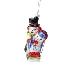 Northlight 4.5" White & Red Cheerful Sledding Snowmen Couple Glass Christmas Ornament -Northlight Sale Store D253894S 13