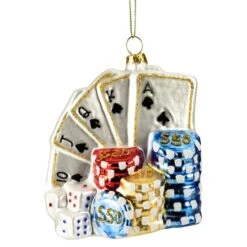 Northlight 4" Silver & Blue Poker Playing Cards With Dice & Chips Christmas Ornament -Northlight Sale Store D253895S 11