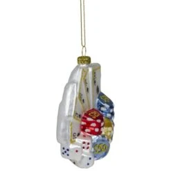Northlight 4" Silver & Blue Poker Playing Cards With Dice & Chips Christmas Ornament -Northlight Sale Store D253895S 2