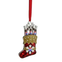 Northlight 3.5" Red & Silver Plated Pepsi Stocking Christmas Ornament
