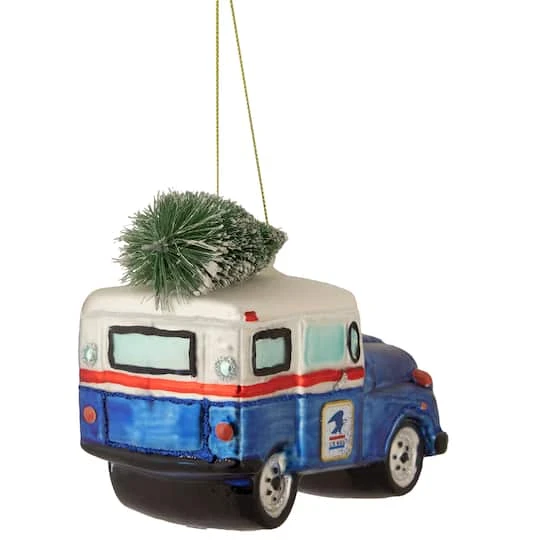 Northlight 5" Blue & Silver USPS Post Office Truck With Frosted Tree Glass Christmas Ornament 5 Northlight 5" Blue & Silver USPS Post Office Truck With Frosted Tree Glass Christmas Ornament - Image 5