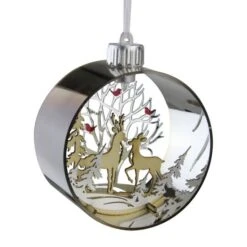 Northlight 5" Pre-Lit Silver Woodland Animals Christmas Ornament