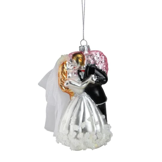 Northlight 5.25" Bride And Groom Kissing Glass Wedding Christmas Ornament 2 Northlight 5.25" Bride And Groom Kissing Glass Wedding Christmas Ornament - Image 2