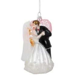 Northlight 5.25" Bride And Groom Kissing Glass Wedding Christmas Ornament 12 Northlight 5.25" Bride And Groom Kissing Glass Wedding Christmas Ornament -Northlight Sale Store D253901S 11