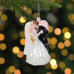 Northlight 5.25" Bride And Groom Kissing Glass Wedding Christmas Ornament 13 Northlight 5.25" Bride And Groom Kissing Glass Wedding Christmas Ornament -Northlight Sale Store D253901S 12