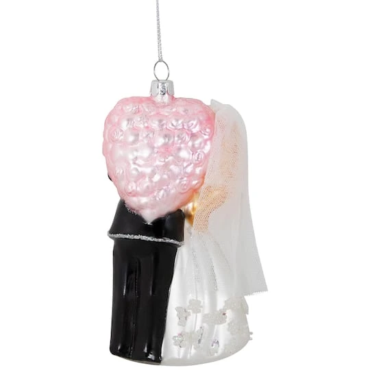 Northlight 5.25" Bride And Groom Kissing Glass Wedding Christmas Ornament 7 Northlight 5.25" Bride And Groom Kissing Glass Wedding Christmas Ornament - Image 7