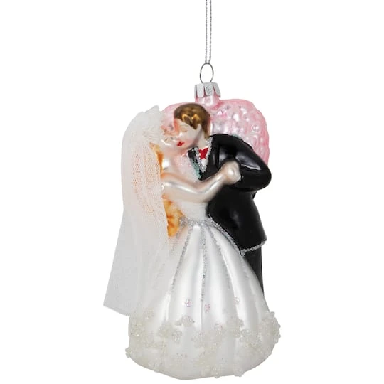 Northlight 5.25" Bride And Groom Kissing Glass Wedding Christmas Ornament 9 Northlight 5.25" Bride And Groom Kissing Glass Wedding Christmas Ornament - Image 9