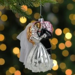 Northlight 5.25" Bride And Groom Kissing Glass Wedding Christmas Ornament 11 Northlight 5.25" Bride And Groom Kissing Glass Wedding Christmas Ornament -Northlight Sale Store D253901S 2