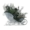 Northlight 9.5" Gray & Green Frosted Pinecone In Foliage Filled Tabletop Sleigh