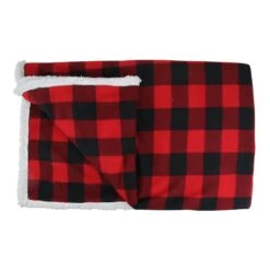 Northlight Black & Red Buffalo Plaid Christmas Throw Cover With Sherpa Backing -Northlight Sale Store D253945S 11