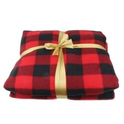 Northlight Black & Red Buffalo Plaid Christmas Throw Cover With Sherpa Backing -Northlight Sale Store D253945S 13