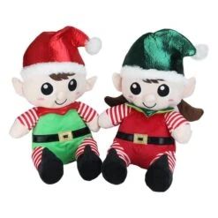 Northlight 13" Red Plush Sitting Boy & Girl Christmas Elf Figure Set 9 Northlight 13" Red Plush Sitting Boy & Girl Christmas Elf Figure Set -Northlight Sale Store D253950S 11