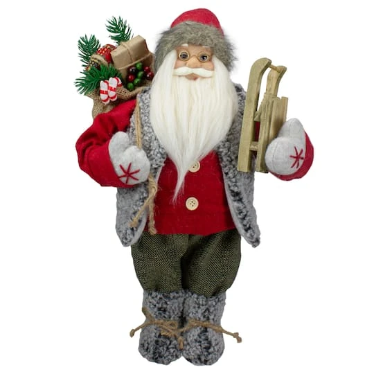 Northlight 18" Standing Santa Christmas Figure Carrying Presents & Sled 4 Northlight 18" Standing Santa Christmas Figure Carrying Presents & Sled - Image 4