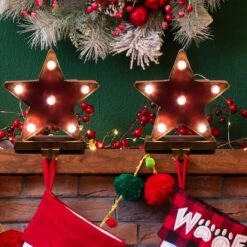 Glitzhome® 7.5" Marquee LED Star Stocking Holder, 2ct. -Northlight Sale Store D254144S 2