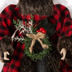 Glitzhome® 16" Red Plaid Faux Fur Angel Tree Topper 13 Glitzhome® 16" Red Plaid Faux Fur Angel Tree Topper -Northlight Sale Store D254165S 4