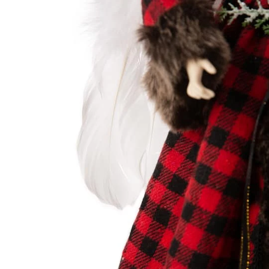 Glitzhome® 16" Red Plaid Faux Fur Angel Tree Topper 6 Glitzhome® 16" Red Plaid Faux Fur Angel Tree Topper - Image 6