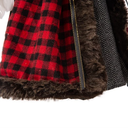 Glitzhome® 16" Red Plaid Faux Fur Angel Tree Topper 8 Glitzhome® 16" Red Plaid Faux Fur Angel Tree Topper - Image 8