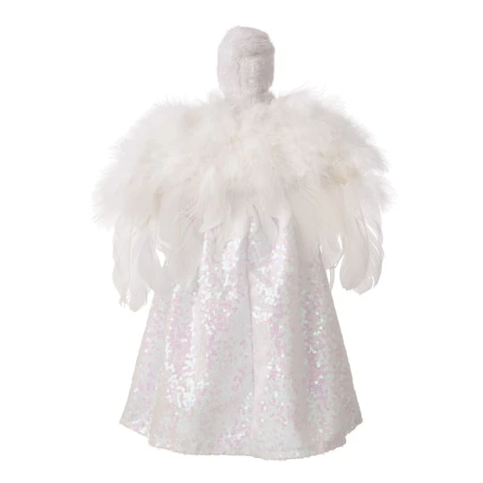 Glitzhome® 16" White Faux Fur Christmas Angel Tree Topper 8 Glitzhome® 16" White Faux Fur Christmas Angel Tree Topper - Image 8