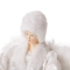 Glitzhome® 16" White Faux Fur Christmas Angel Tree Topper 17 Glitzhome® 16" White Faux Fur Christmas Angel Tree Topper -Northlight Sale Store D254172S 8