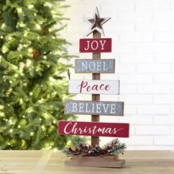 Glitzhome® 20" Wooden Christmas Tree Sign -Northlight Sale Store D254178S 2