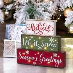 Glitzhome® 12" LED Wooden Block Holiday Word Sign -Northlight Sale Store D254179S 2
