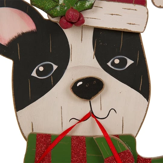 Glitzhome® 16" Wooden Dog Christmas Décor Accent 5 Glitzhome® 16" Wooden Dog Christmas Décor Accent - Image 5