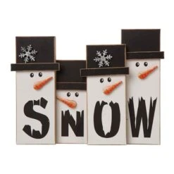 Glitzhome® 12" Wooden Snowman Family Tabletop Accent -Northlight Sale Store D254189S 3