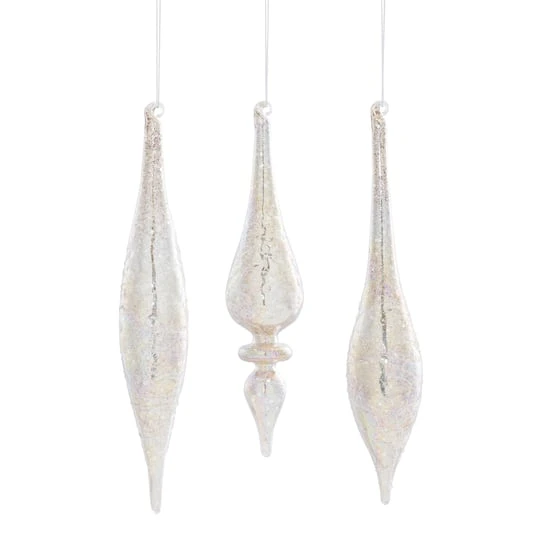 Melrose Rose Gold Frosted Glass Drop Ornament Set, 9", 10" & 10.25" 2 Melrose Rose Gold Frosted Glass Drop Ornament Set, 9", 10" & 10.25" - Image 2