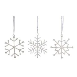 Melrose 3.5" Iron & Glass Jewel Snowflake Ornament Set
