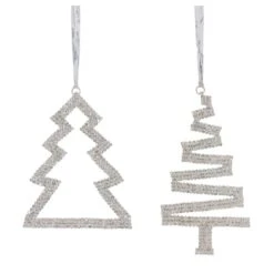 Melrose Iron & Glass Jewel Tree Ornament Set, 4.75" & 5.75"