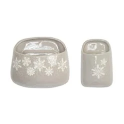 Melrose Snowflake Stoneware Wall Pocket Set, 7.5" & 9"