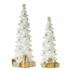 Melrose White & Gold Christmas Tree Accents, 17" & 21"