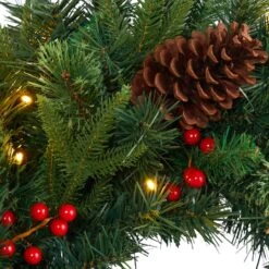24" Clear LED Mixed Pine & Berries Christmas Wreath 9 24" Clear LED Mixed Pine & Berries Christmas Wreath -Northlight Sale Store D255799S 3