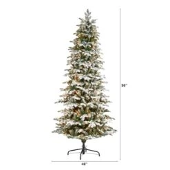 8ft. Pre-Lit Flocked North Carolina Fir Artificial Christmas Tree With Warm White LED Lights -Northlight Sale Store D255801S 2