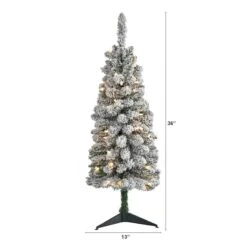 3ft. Pre-Lit Flocked Pencil Artificial Christmas Tree With Clear Lights -Northlight Sale Store D255804S 2