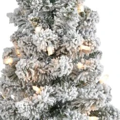 3ft. Pre-Lit Flocked Pencil Artificial Christmas Tree With Clear Lights -Northlight Sale Store D255804S 3