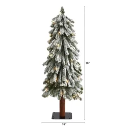 3ft. Pre-Lit Flocked Grand Alpine Artificial Christmas Tree, Clear LED Lights -Northlight Sale Store D255829S 2