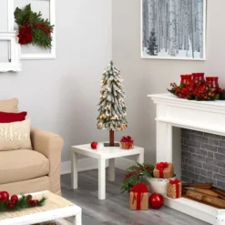 3ft. Pre-Lit Flocked Grand Alpine Artificial Christmas Tree, Clear LED Lights -Northlight Sale Store D255829S 6