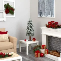 3ft. Pre-Lit Flocked Grand Alpine Artificial Christmas Tree, Clear LED Lights -Northlight Sale Store D255829S 7